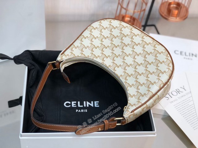Celine專櫃2022新顏色TRIOMPHE AVA凱旋門標識印花牛皮革手袋 賽琳腋下包 sldj2453